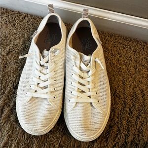 Bob's from Skechers White Memory Foam Knit Lace-Up Sneakers